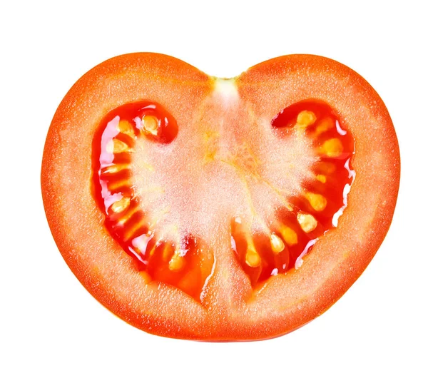 Tomatoe Pół Białym Izolowanym Tle Ścieżką Wycinania — Zdjęcie stockowe