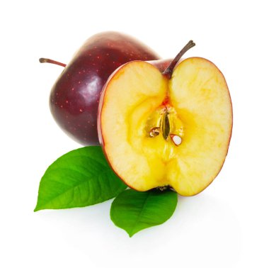 Beyaz izole arkaplanda kırmızı elmalar