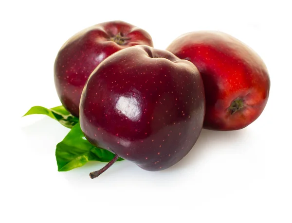 Rote Äpfel Früchte Auf Weißem Isolierten Hintergrund — Stockfoto