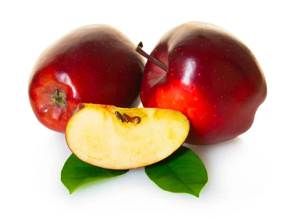 Rote Äpfel Früchte Auf Weißem Isolierten Hintergrund — Stockfoto