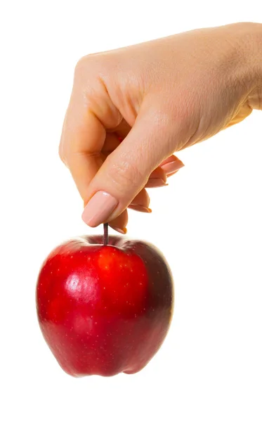 Red Apple Hand White Isolated Background — Stock Photo, Image