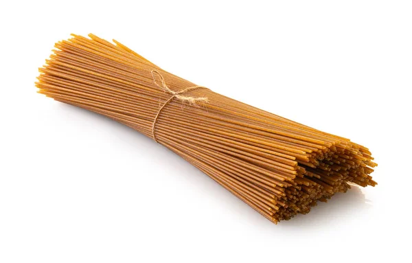 Rauwe Pasta Spaghetti Witte Geïsoleerde Achtergrond Met Clipping Patch — Stockfoto