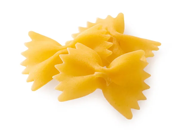 Rohe Pasta Farfalle Auf Weißem Isoliertem Hintergrund Mit Clipping Patch Stockbild