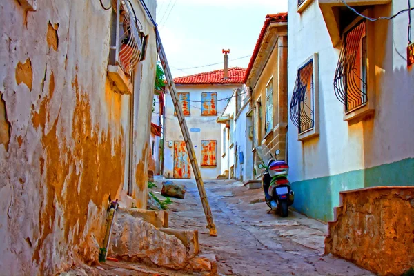 数字绘画的土耳其村庄街道场景 — 图库照片