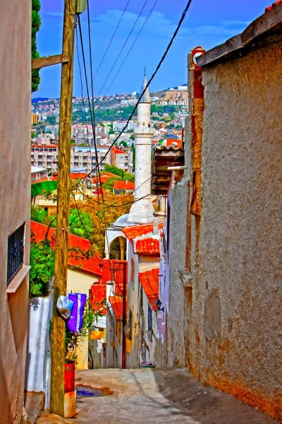 Digital målning av en turkisk by gatubilden — Stockfoto