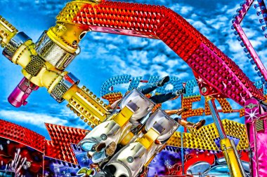 Digital painting of a colouful fairground ride clipart
