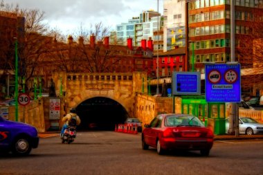 A digital painting of the entrance to the Queensway tunnel Liverpool UK clipart