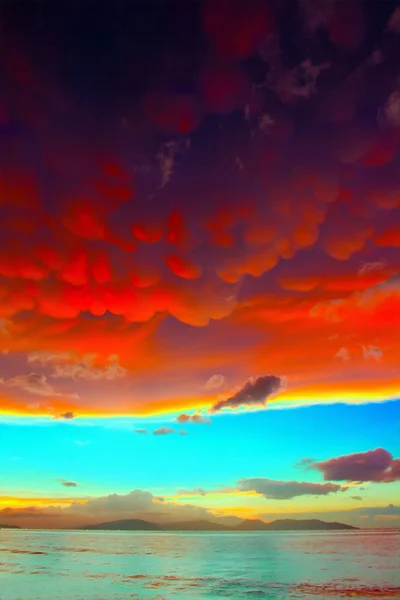 乳状云在日落时数字绘画 — 图库照片