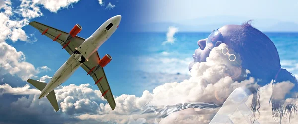 Jet vacanza con bel cielo blu — Foto Stock