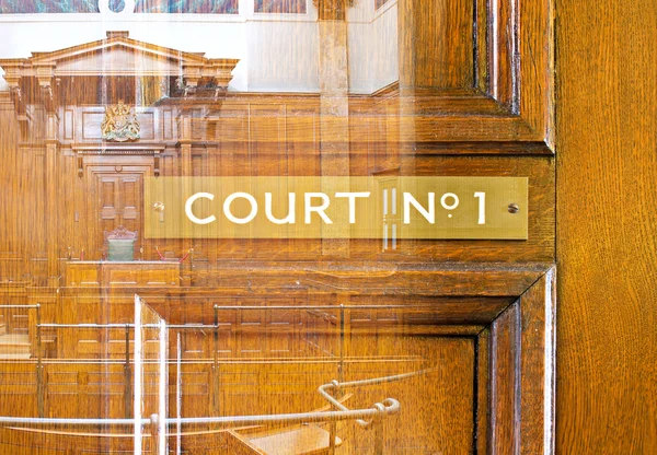 Double exposure image of crown court interior — Stock Photo, Image