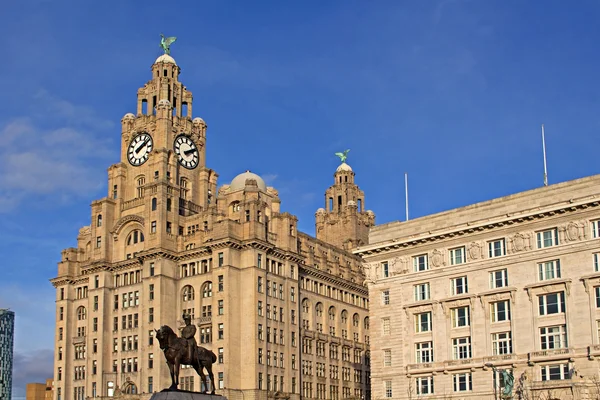 Royal Liver-byggnaden i Liverpool Uk, en av världens mest fa — Stockfoto