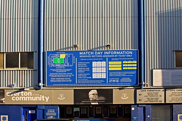 LIVERPOOL UK 8 JANVIER 2016. Goodison Park Stadium, la maison d'Ev — Photo