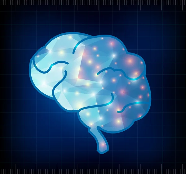 Poligonal cerebral com impulso de atividade de luzes pontuais — Vetor de Stock