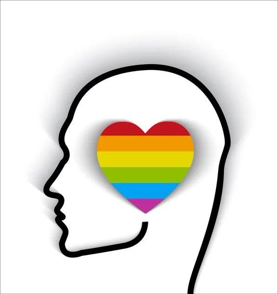 Kalp gay bayrak ile baş dağılımı — Stok Vektör