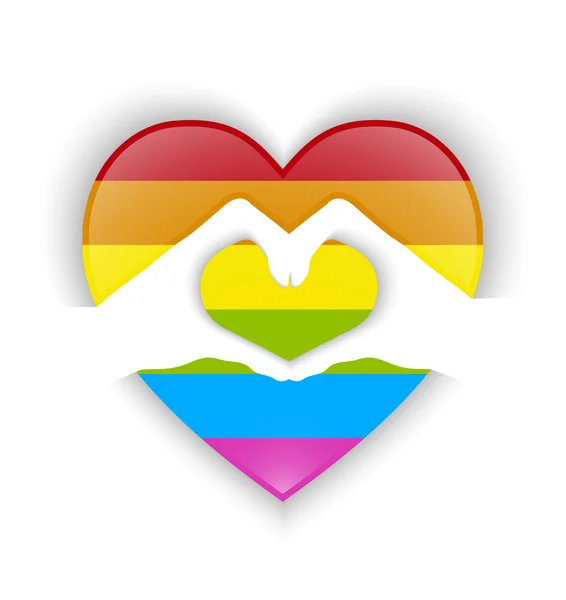 Conception de forme de coeur avec drapeau gay et effet d'ombre — Image vectorielle