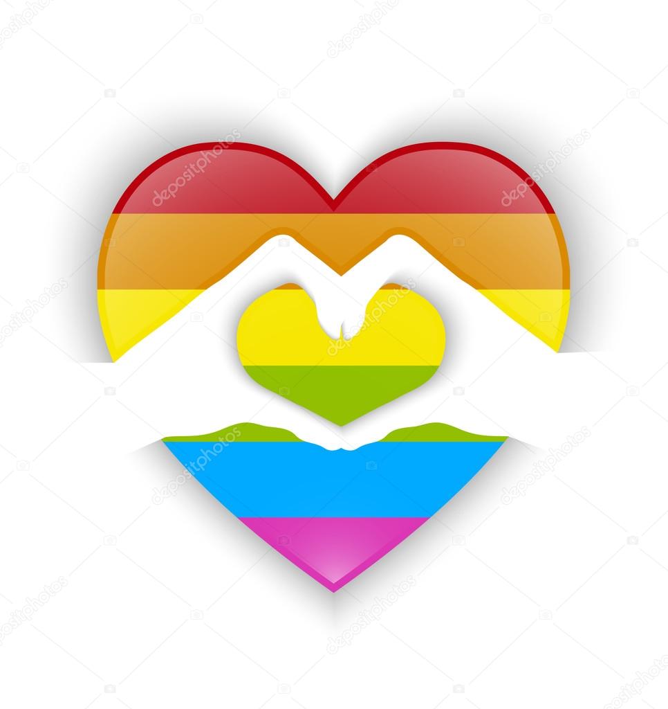 Heart shape design with gay flag and shadow effect