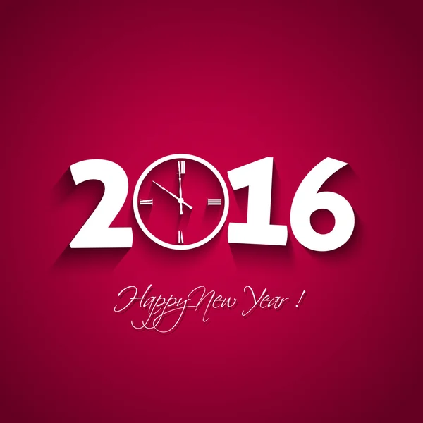 2016 Happy New Year with clock shape — стоковий вектор