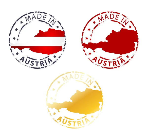 Made in Austria stamp - ground authentic stamp with country map — Stock Vector