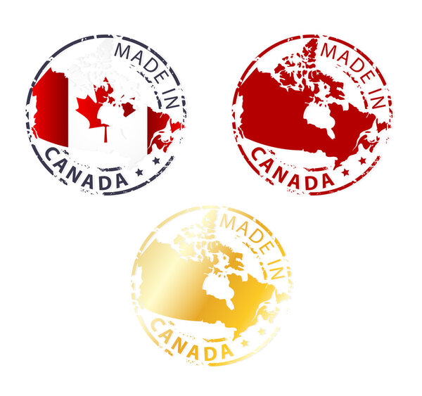 Made in Canada stamp - ground authentic stamp with country map