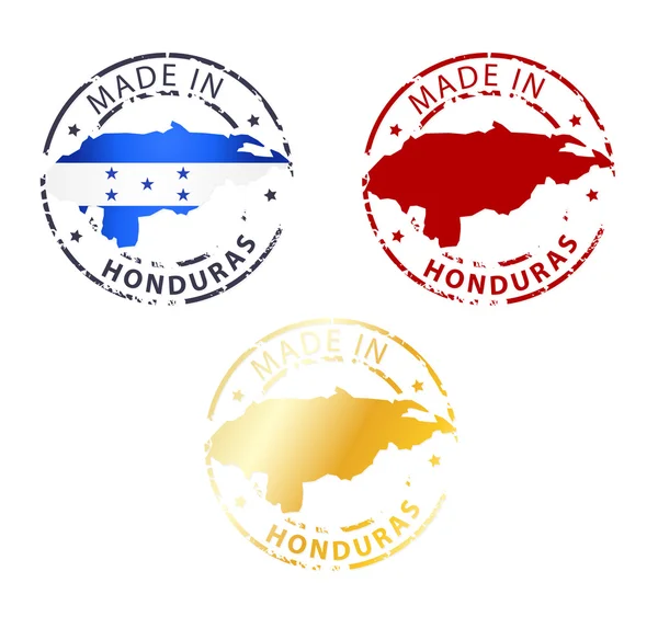 Made in Honduras timbro - francobollo autentico terra con mappa del paese — Vettoriale Stock