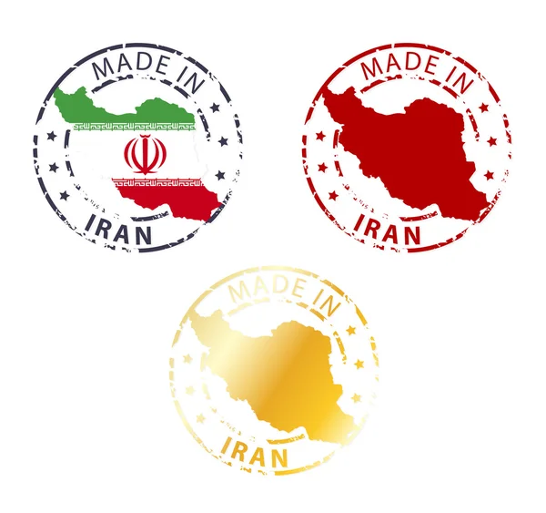 Made in Iran timbro - francobollo autentico terra con mappa del paese — Vettoriale Stock