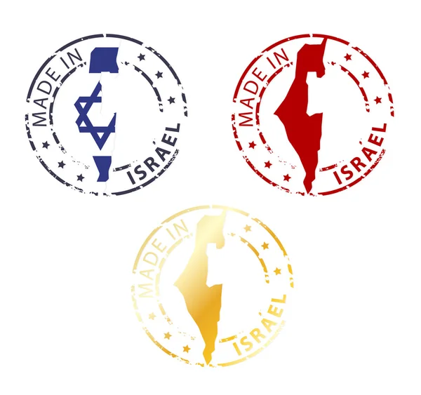 Gefertigt in israel stamp - Boden authentische Marke mit Landkarte — Stockvektor
