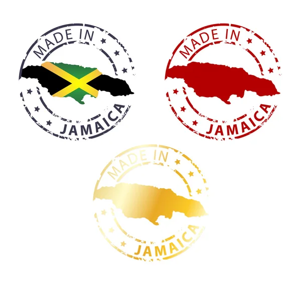 Made in Jamaica stamp - ground authentic stamp with country map - Stok Vektor