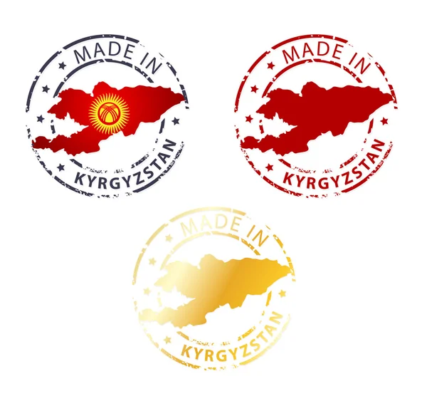 키르기스스탄 스탬프-국가의 지도와 지상 정통 스탬프에 — 스톡 벡터