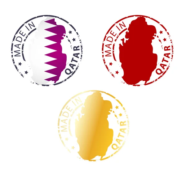 Made in Qatar timbro - francobollo autentico terra con mappa del paese — Vettoriale Stock