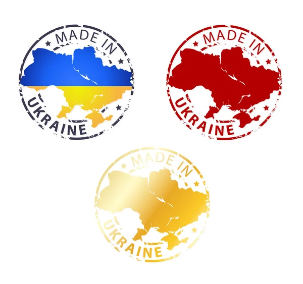 Made in Ukraine stamp - ground authentic stamp with country map — Stock Vector