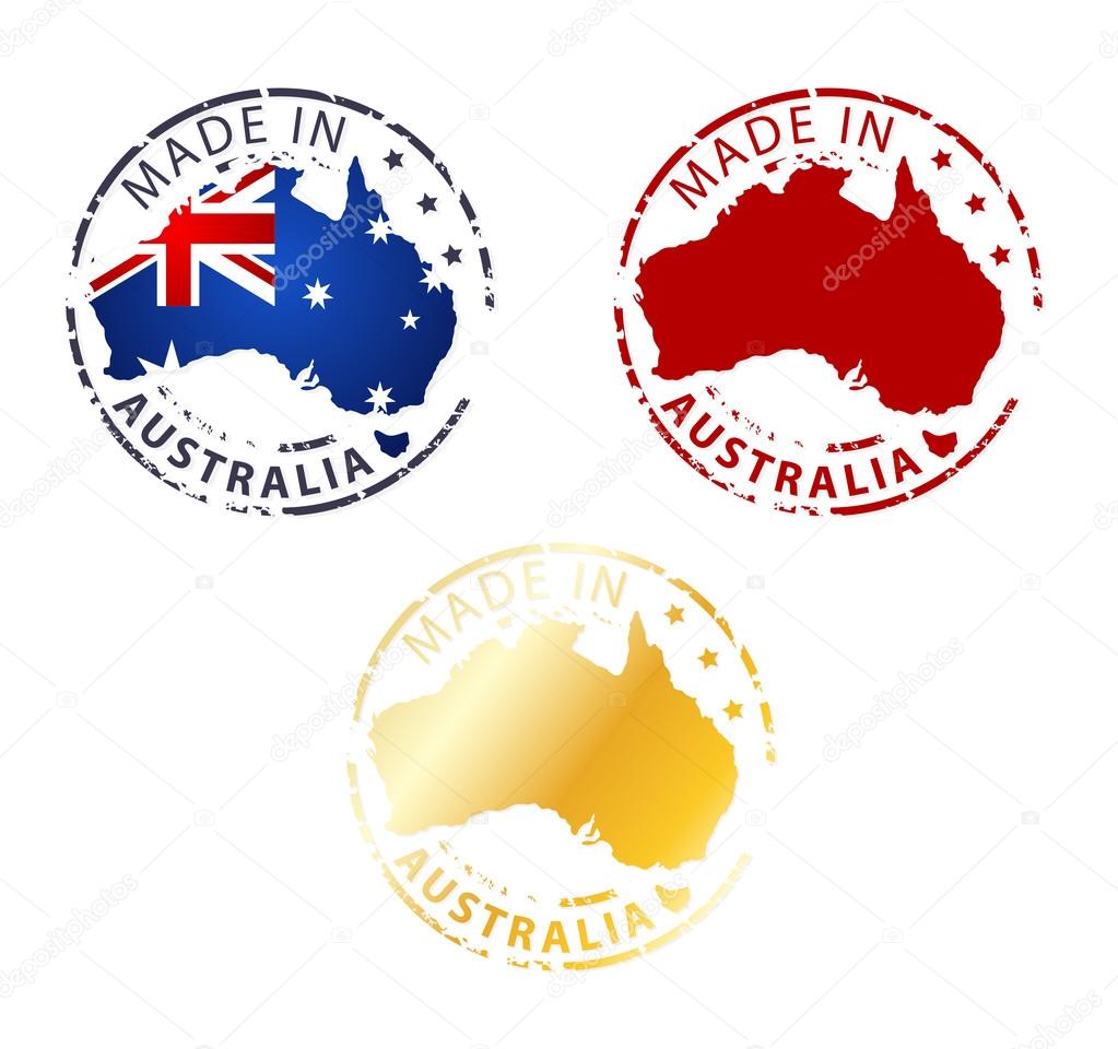Made in Australia stamp ground authentic stamp with country map Stock