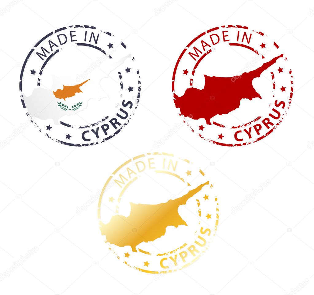 Made in Cyprus stamp ground authentic stamp with country map Stock