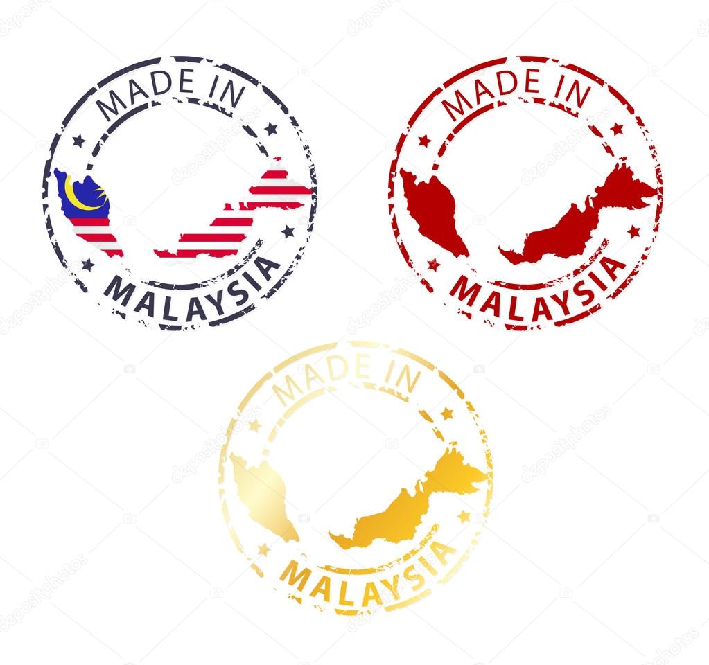 Made in Malaysia stamp ground authentic stamp with country map Stock