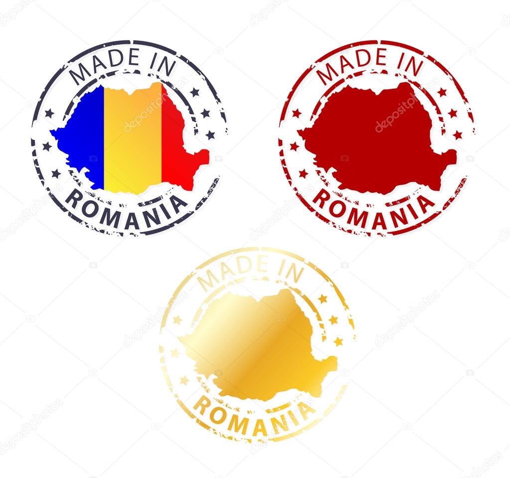 Made in Romania stamp ground authentic stamp with country map Stock