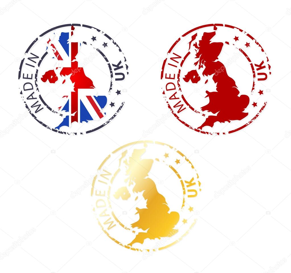 Made in UK stamp ground authentic stamp with country map Stock Vector