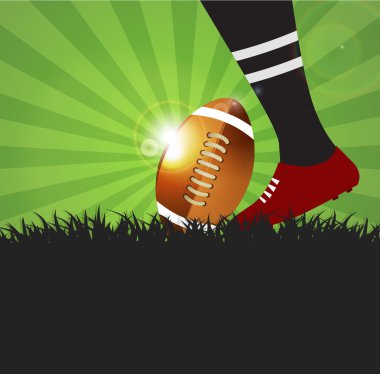 Futbol veya rugby oyuncu topu çim zemin üzerine ile