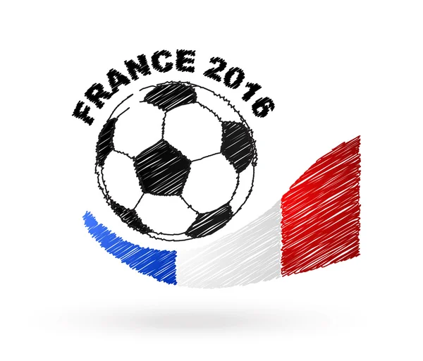 Balón de fútbol con efecto garabato bandera de Francia — Archivo Imágenes Vectoriales