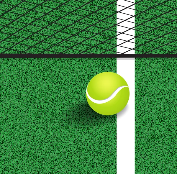 Tennisball neben der Linie des Tennisplatzes — Stockvektor