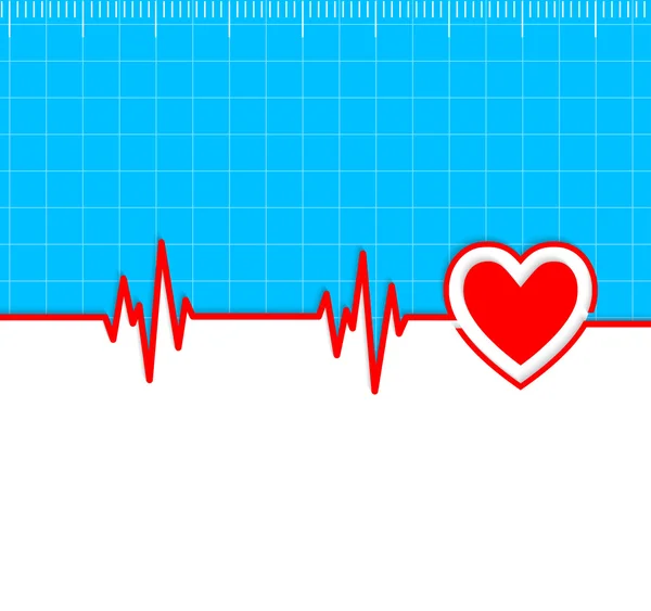 Electrocardiogram with heart silhouette and copy-space.Useful as — Stock Vector