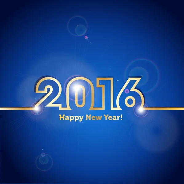 2016 Happy New Year fond bleu avec effet de lumières spot — Image vectorielle