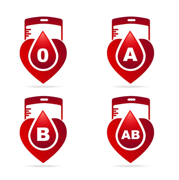 Blood type.Creative blood groups showing in a hearts shape — Stock Vector