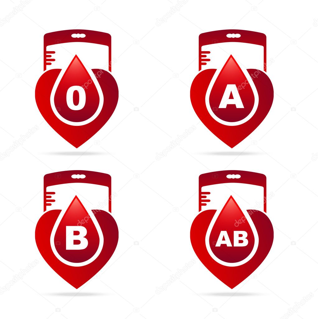 Blood type.Creative blood groups showing in a hearts shape