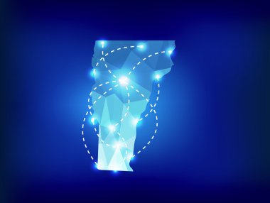 Vermont Eyalet harita ile spot ışıklar poligonal yerleştirir