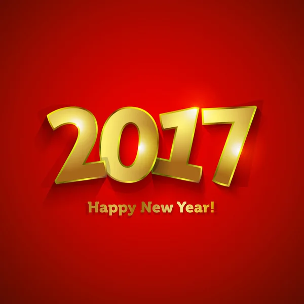 Goldenen 2017 glückliches neues Jahr süße Grußkarte — Stockvektor