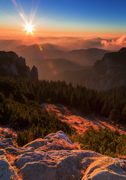 Sweet sunrise  sunset on the mountain