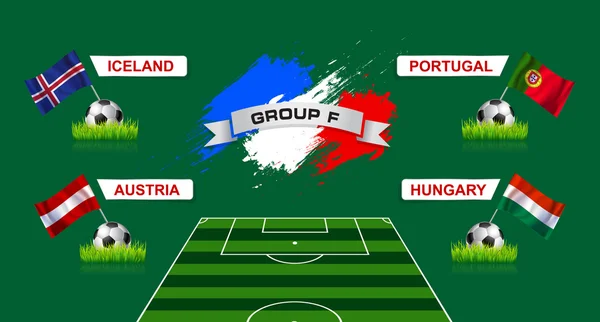 Francia Grupo F Campeonato de Fútbol con banderas de la cuenta europea — Vector de stock