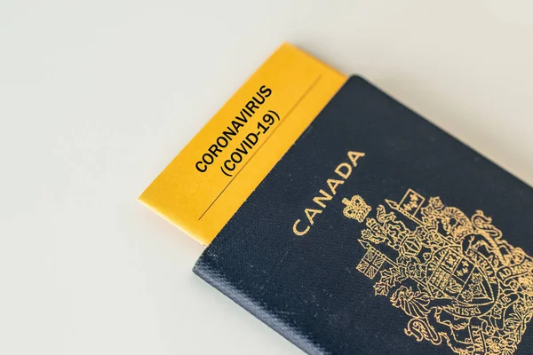 Coronavirus travel ban Canada passport with health certificate test proof of Corona virus free passenger tourists. Closure of airports restricted traveling