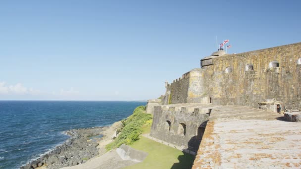 Puerto Rico Touristenziel Wahrzeichen Burg El Morro — Stockvideo