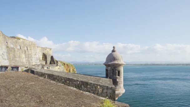 Puerto Rico turista úti cél Látnivalók vár Castillo San Felipe Del Morro — Stock videók