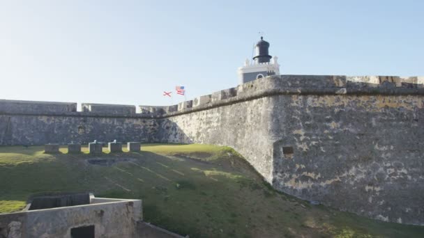 Porto Rico destino turístico Castelo de referência Castillo San Felipe Del Morro — Vídeo de Stock